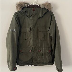 Bonfire Safari Hooded Snowboarding Jacket with Fur Trim